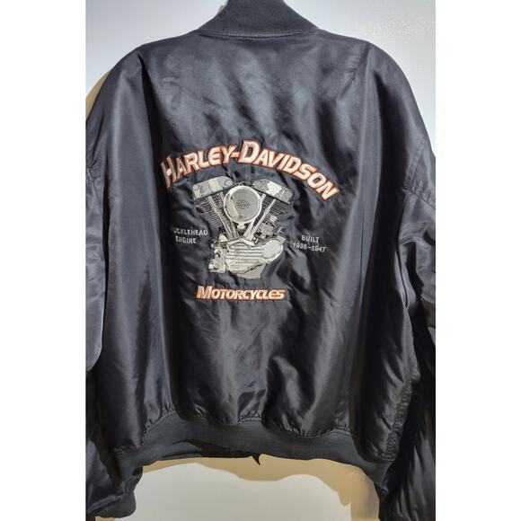 Vintage Harley Davidson Motorcycle Jacket Mens 2XL Knucklehead Engine Nylon - Picture 2 of 3